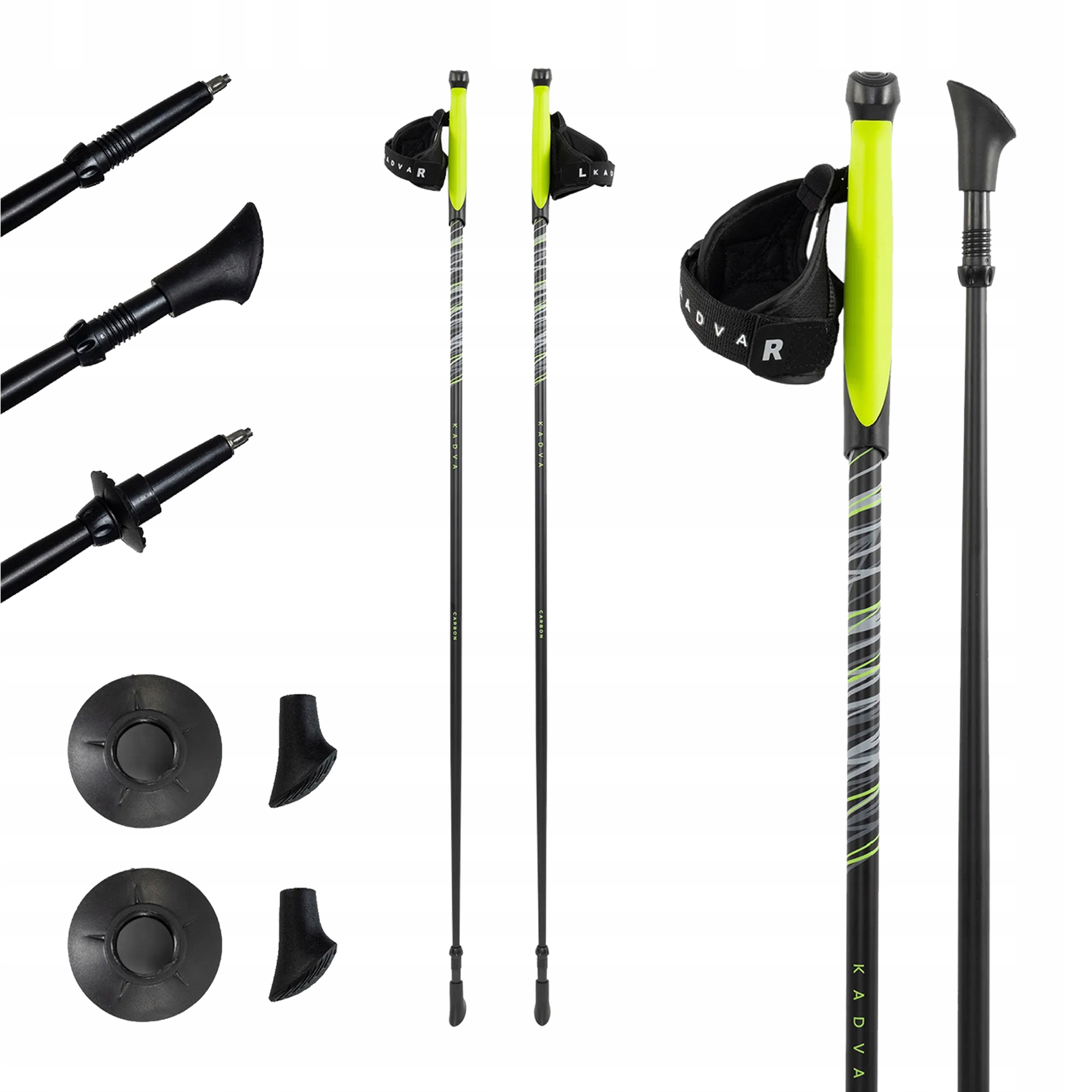 Kije nordic walking Kadva Raylan szary 110 cm Lekkie Karbon Włókno szklane