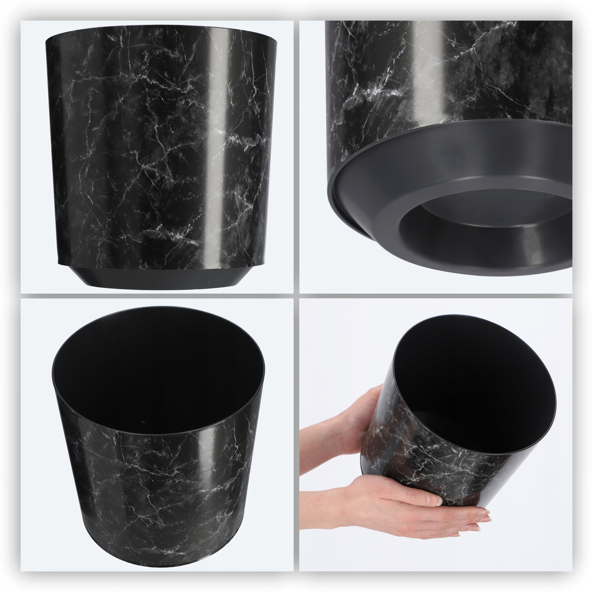 DONICZKA OSŁONKA NA DONICZKĘ CZARNY MARMUR 19x20cm Materiał wykonania tworzywo sztuczne