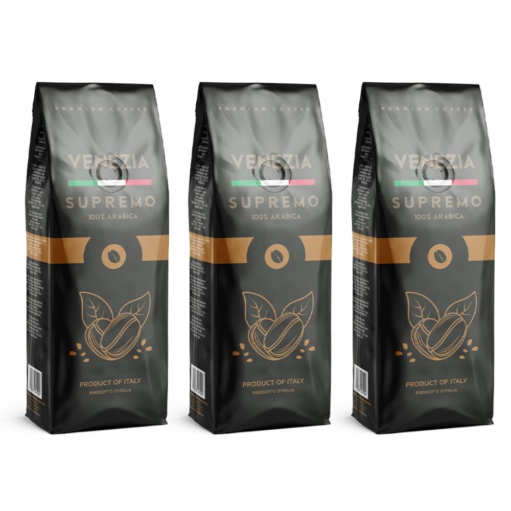 Levně Káva zrnková Venezia Supremo 100% arabica, čerstvě pražená, sada 3 kg