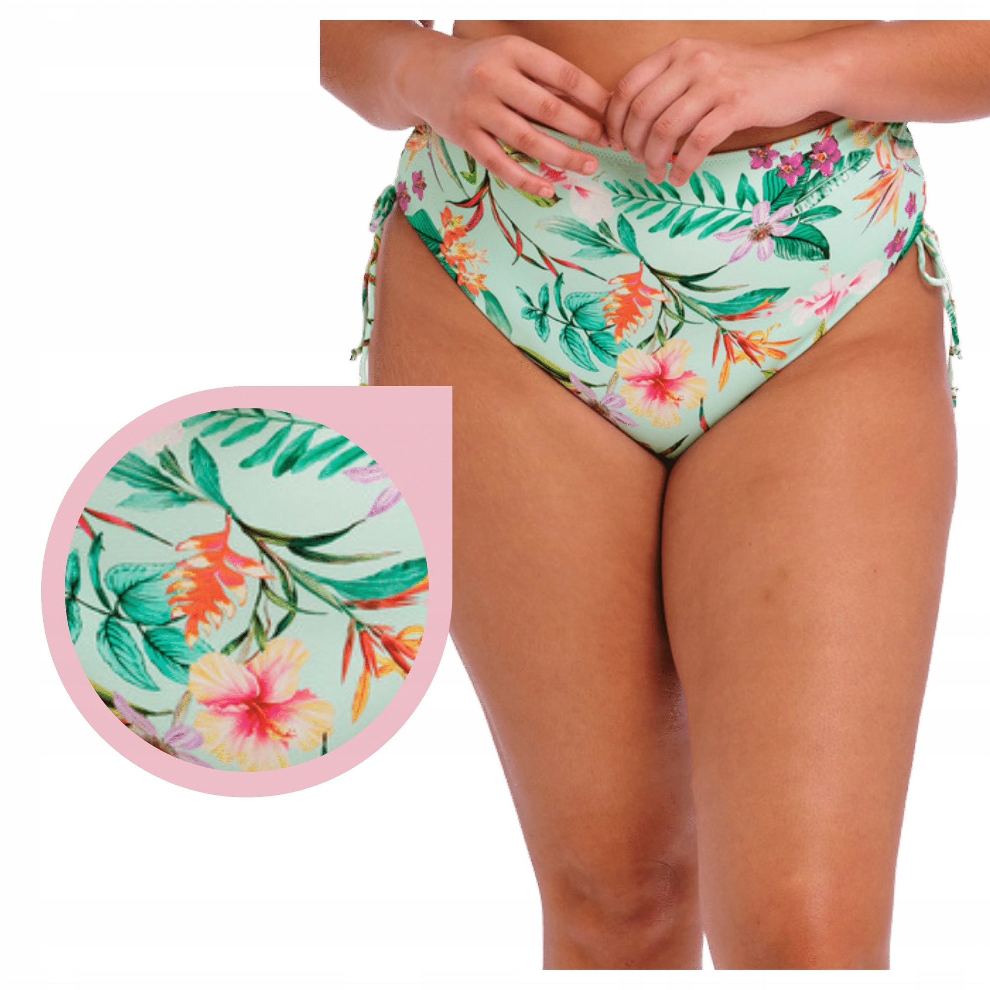 Plavkové kalhotky Elomi Sunshine Cove kalhotky s květinami, vysoký pas L