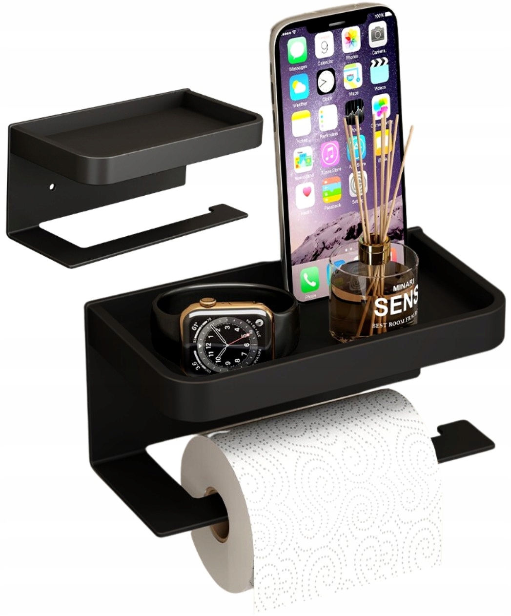 

Uchwyt na papier z półką Czarny Wc Loft Toaletowy