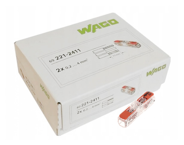 Wago 221-2411 průchozí rychlospojka 2×0,2–4 mm² – balení 60 ks