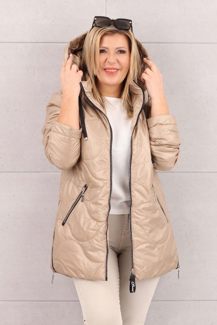 PIKOWANA KURTKA DAMSKA LEKKA PRZEJŚCIOWA Z KAPTUREM DUŻE ROZMIARY Marka FEMIMODA