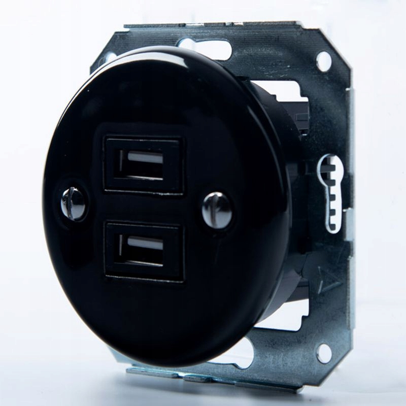 Keramická Podomietková Zásuvka 2xUSB Čierna
