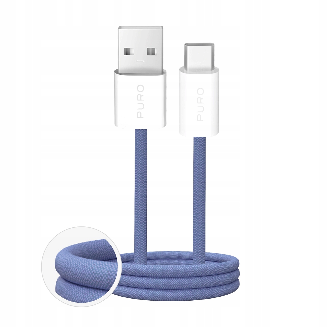 Kabel Puro Fabrik 2.0 10W Usb-a Usb-c Opletený 1,5 M Modrý