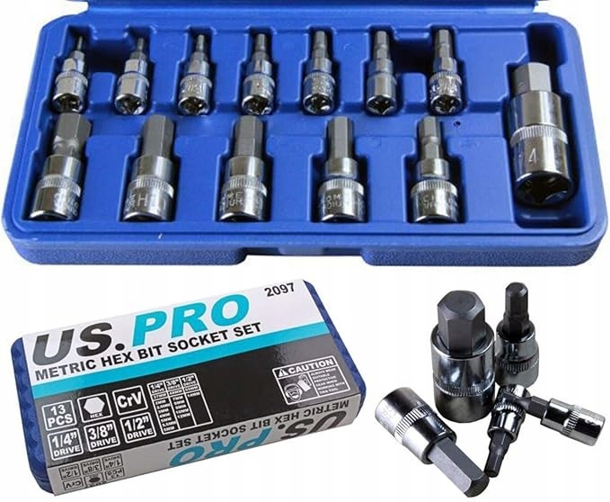 Zestaw Nasadek Imbusowych 1/2'' 13 szt 2–14 mm CrV Etui