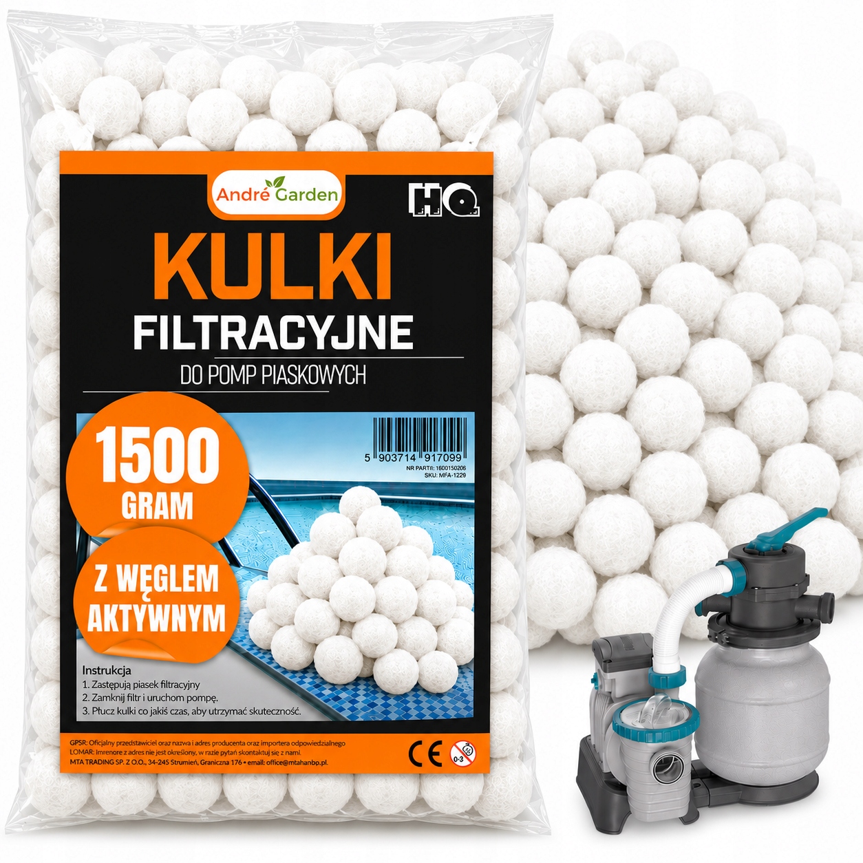 Filtrační kuličky do bazénu filtrační čerpadla 1500 g 1,5 Kg Nejvyšší Kvalita
