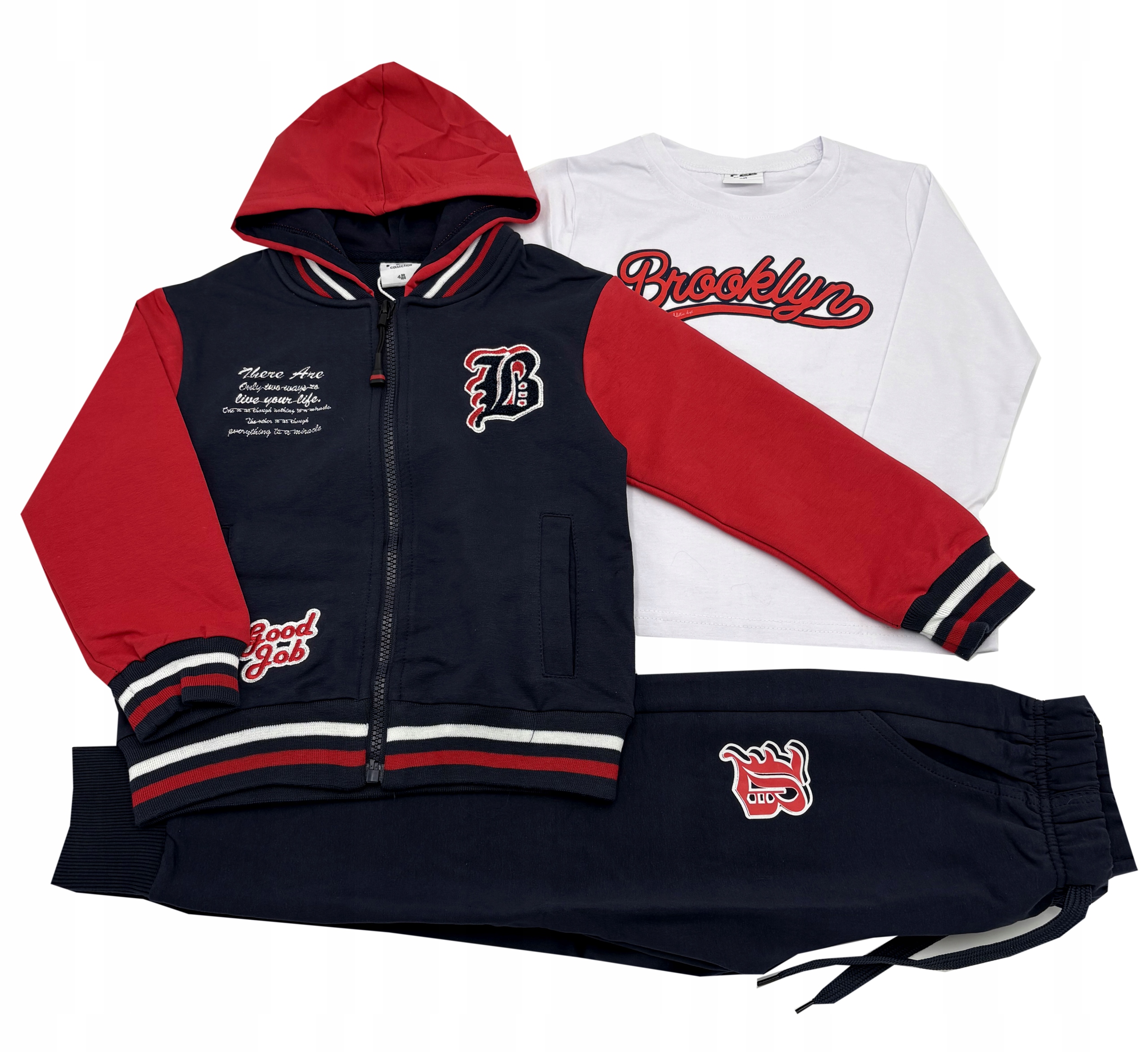 Komplet dres chłopięcy trzyczęściowy bluza koszulka spodnie F26 110/116