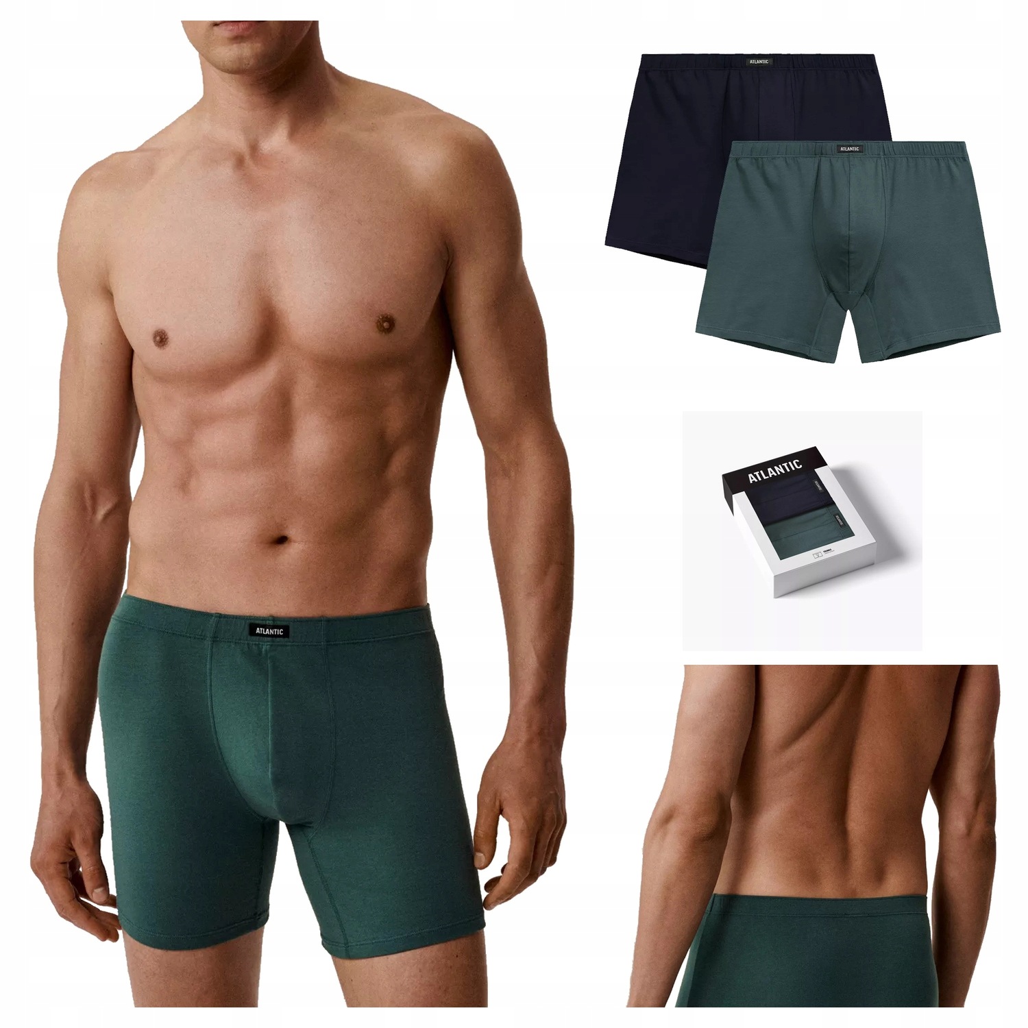 Pánské boxerky Long Legs Atlantic 173 2-pack mix tmavě modrá zelená M