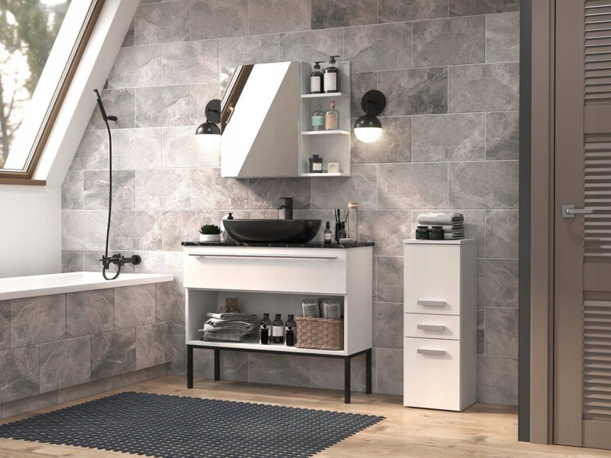 SZAFKA ŁAZIENKOWA REGAŁ PÓŁKI SZUFLADA SŁUPEK 30cm BIAŁY MAT Głębokość mebla 30 cm