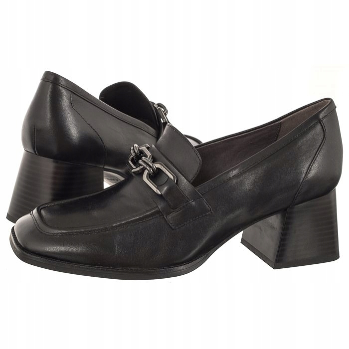 Polobotky Kožené podpatkové Caprice Černé 9-24304-41