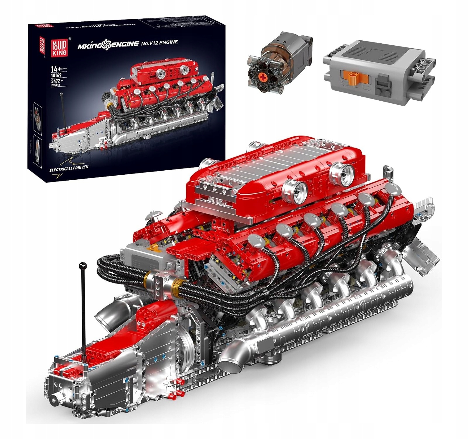 Klocki konstrukcyjne Mould King 10169 silnik V12 z Ferrari 812, F12 ruchomy