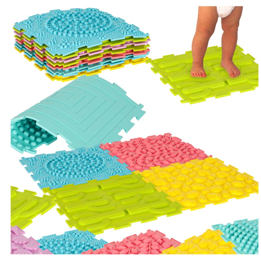Mata ortopedyczna Sensoryczna Puzzle 6 El do Masażu Stóp Płaskostopie mix