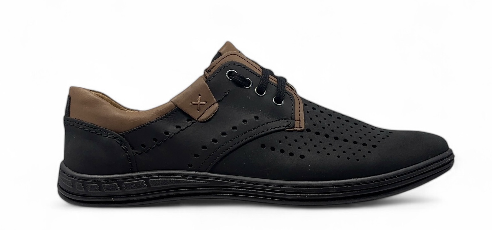 Polobotky s perforací model 402 l Polbut – přírodní kůže, velikost 41