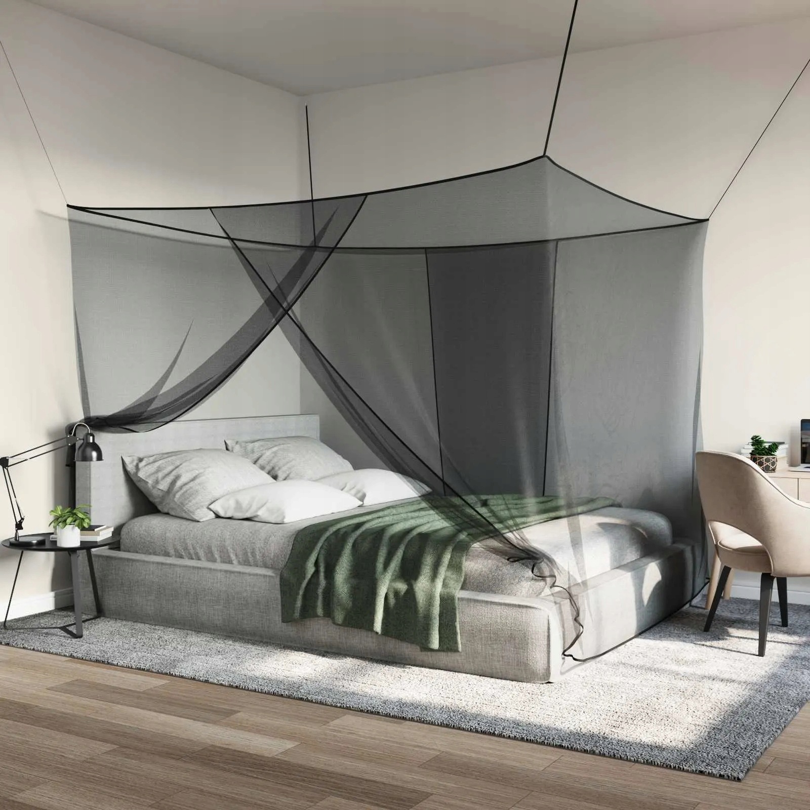 vidaXL Mosquito Net pro postel 156 síť 3 pcs Černá Polyester