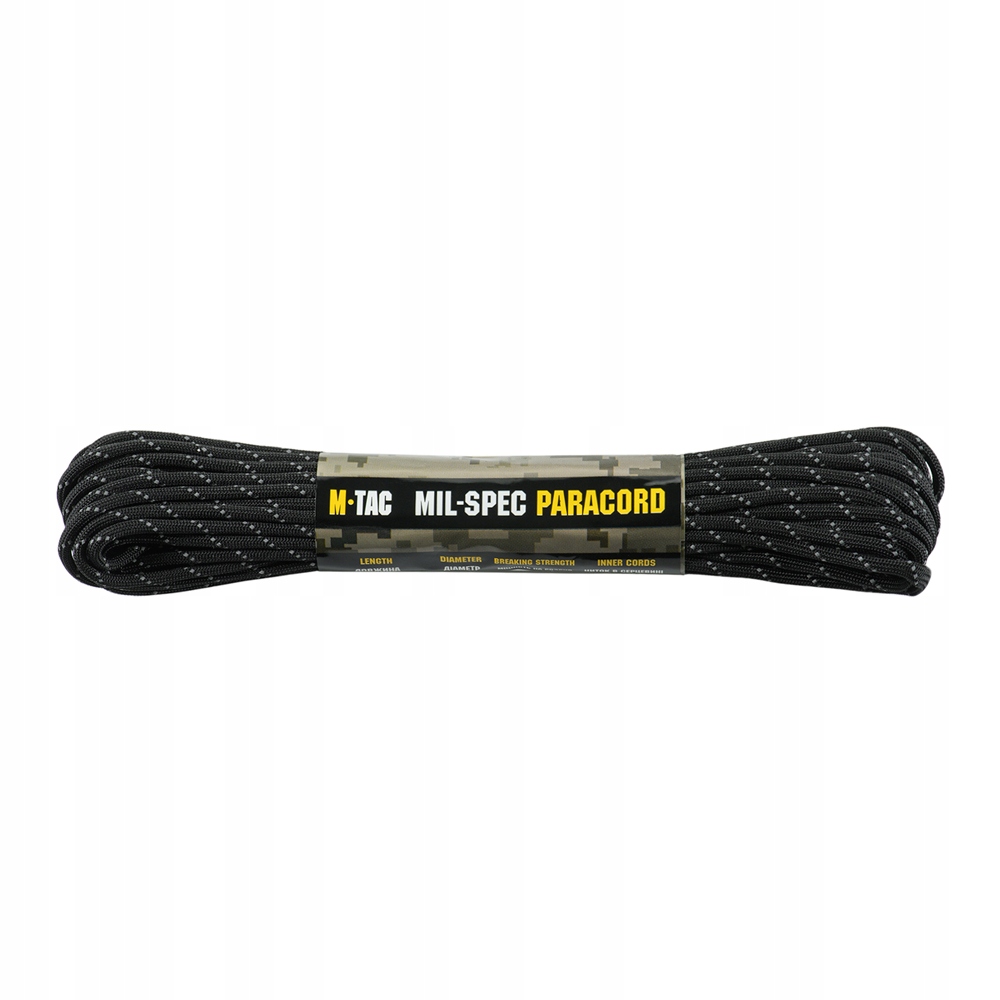 Linka Paracord 3,6 mm M-Tac 550 Mil-Spec 15m Black Reflective