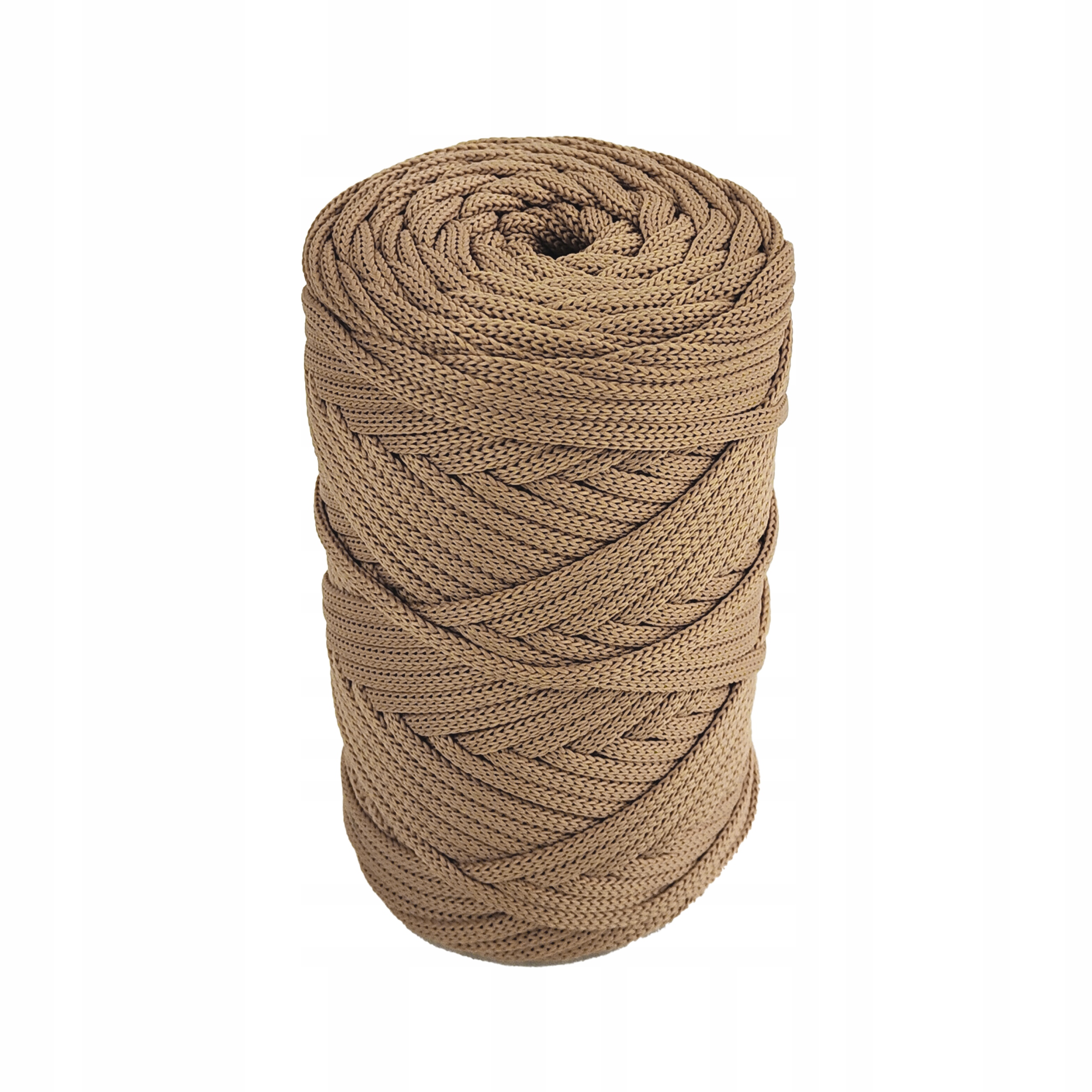 Cappuccino šňůra na sáčky 5 mm polyesterová plochá na háčkování Diy 100 m