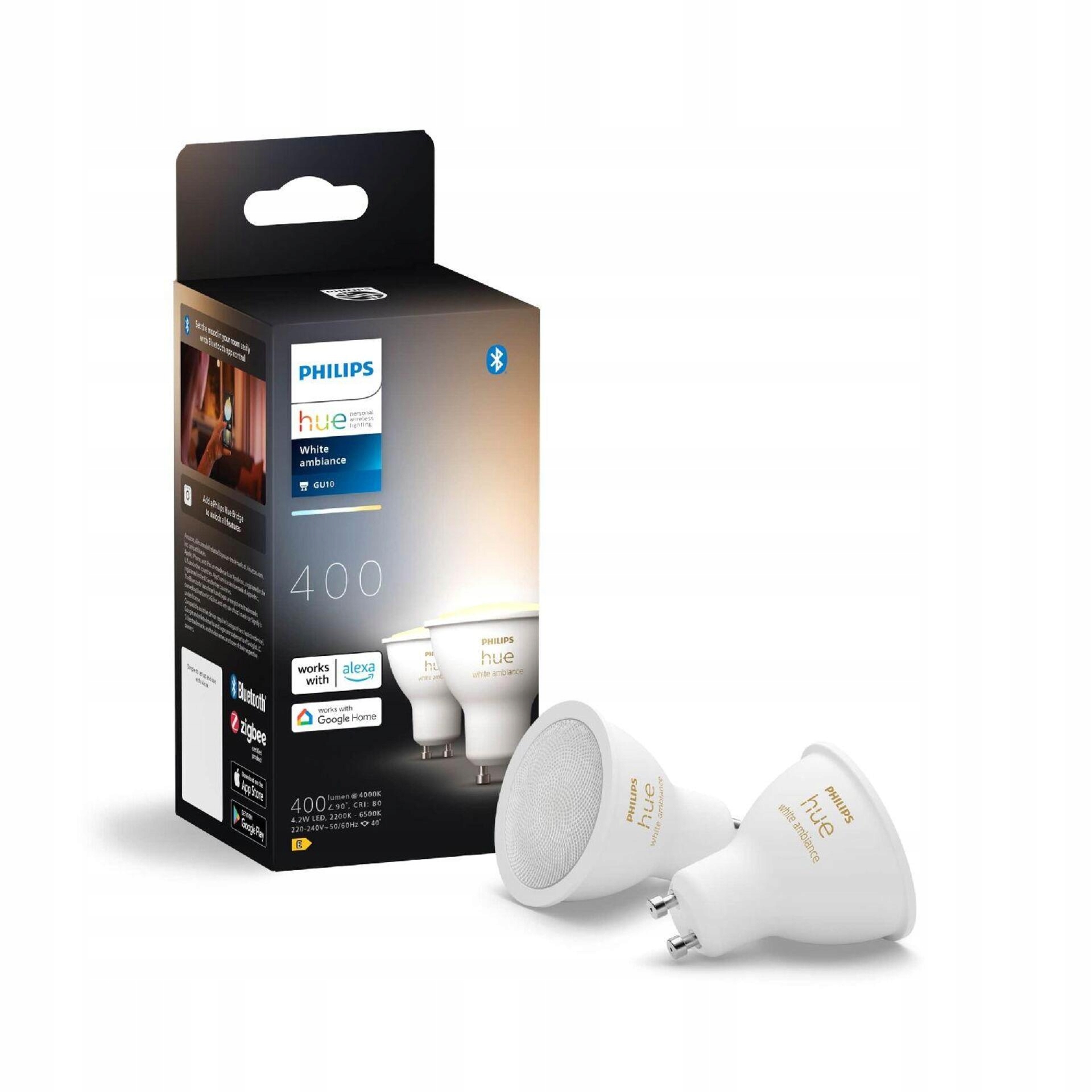Philips Hue Wa súprava 2x žiarovka Led GU10 4,2W 400lm 2200-6500K CRI80 IP20