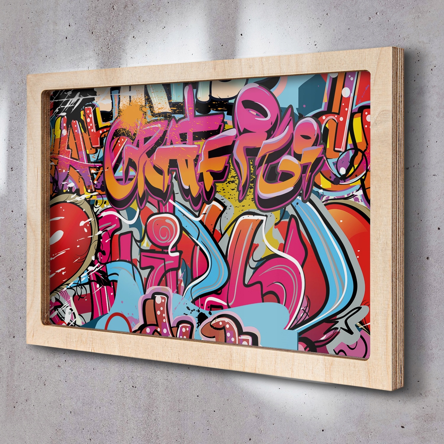 Nástěnný obraz dřevěný rámeček Graffiti zeď 65x45