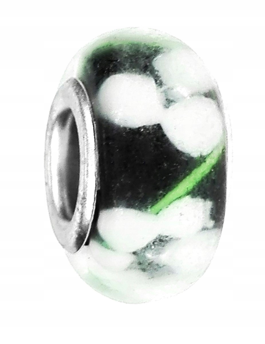 

Zawieszka beads - czarna w śliczne białe kwiaty