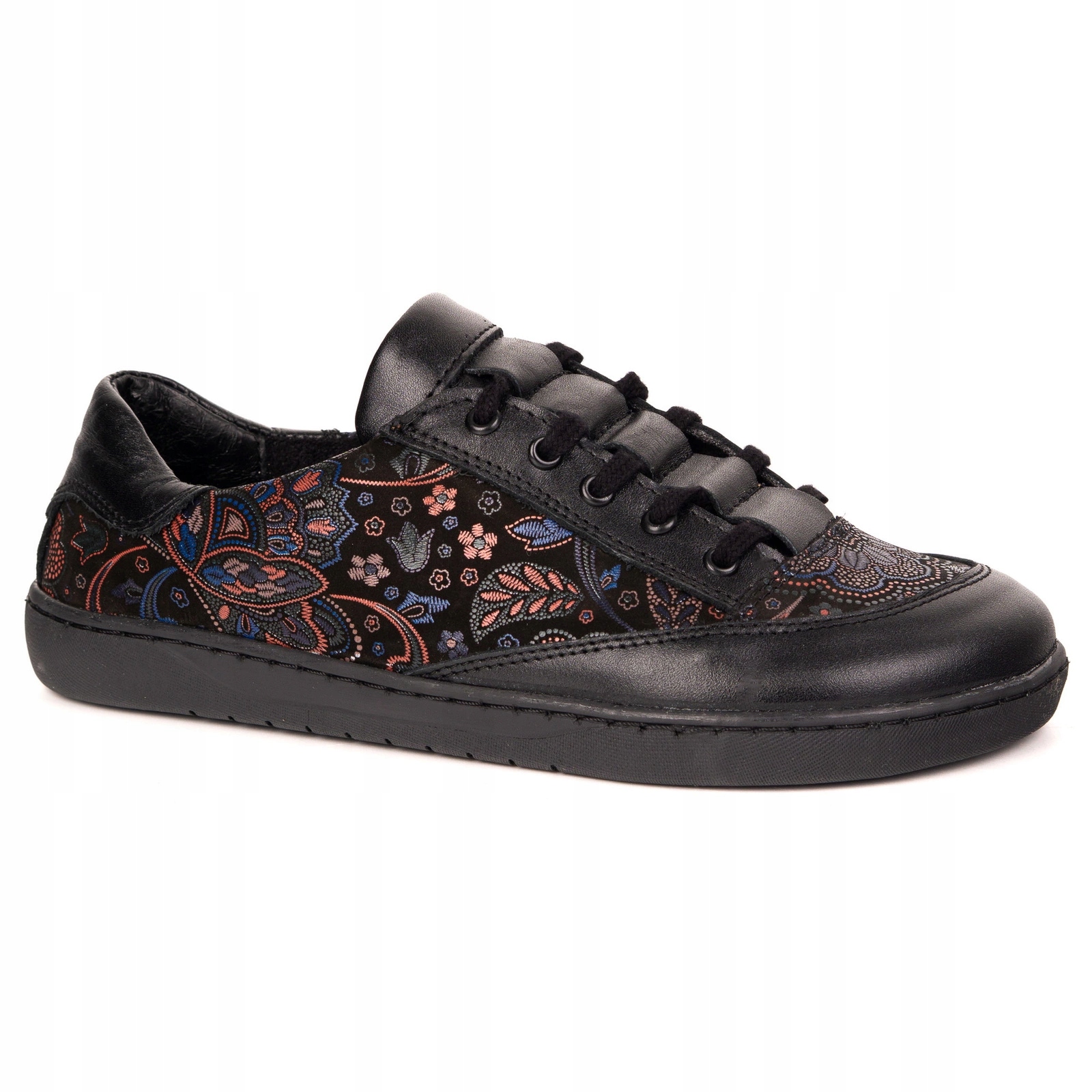 Dámské barefootové boty Kaia Olivier 101MP kožené boty černé květy 40