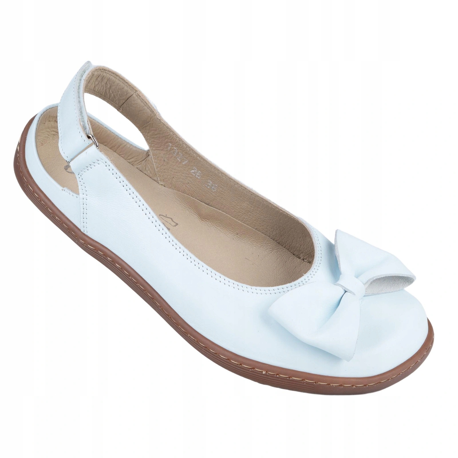 Dámské kožené barefoot boty s mašličkou Matilde, modré, velikost 40
