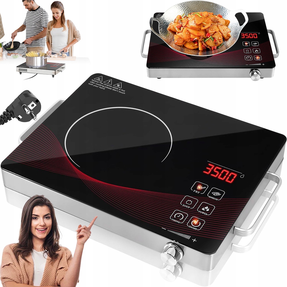 Kuchenka Elektryczna Ceramiczna 2 Uchwyty Stal Nierdzewna Łatwe Czyszczenie