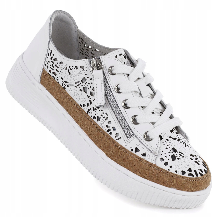 Dámské kožené polobotky na zip, bílé, Artiker 58C1250 39