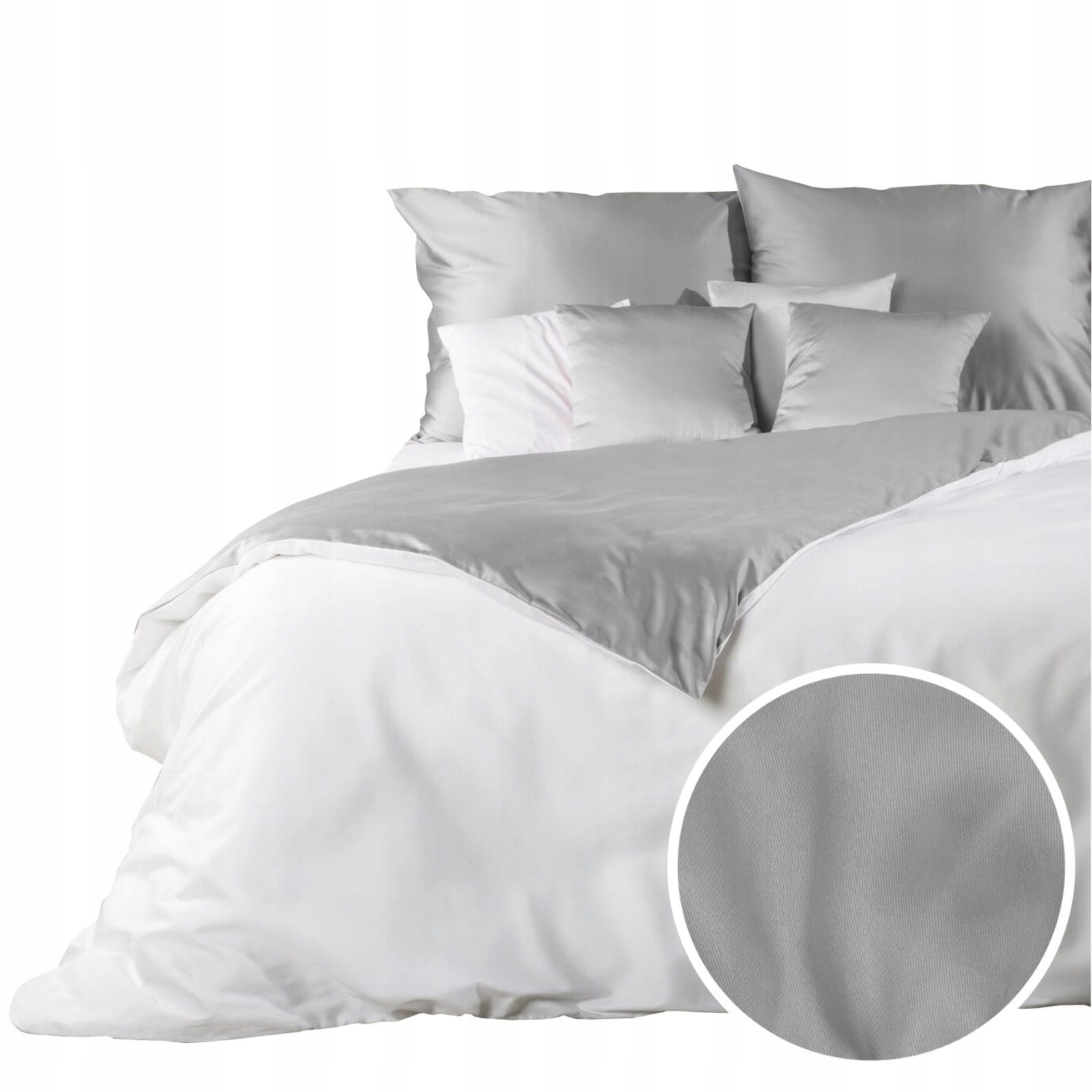 Pościel satynowa komplet 180X200 NOVA3 biały+sreb