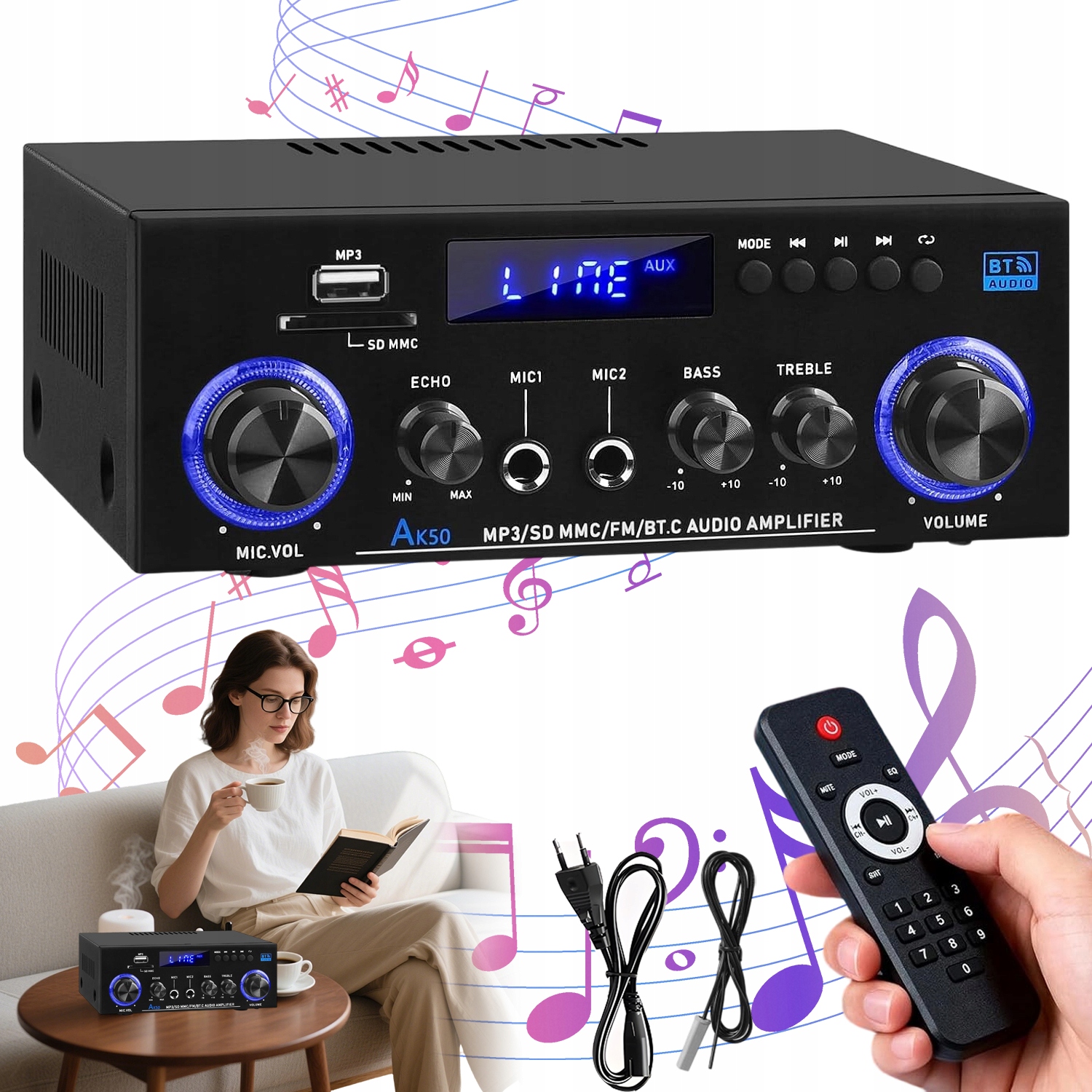 Zesilovač Zvuku 800 W S Fm Rádiem A Mikrofonním Vstupem