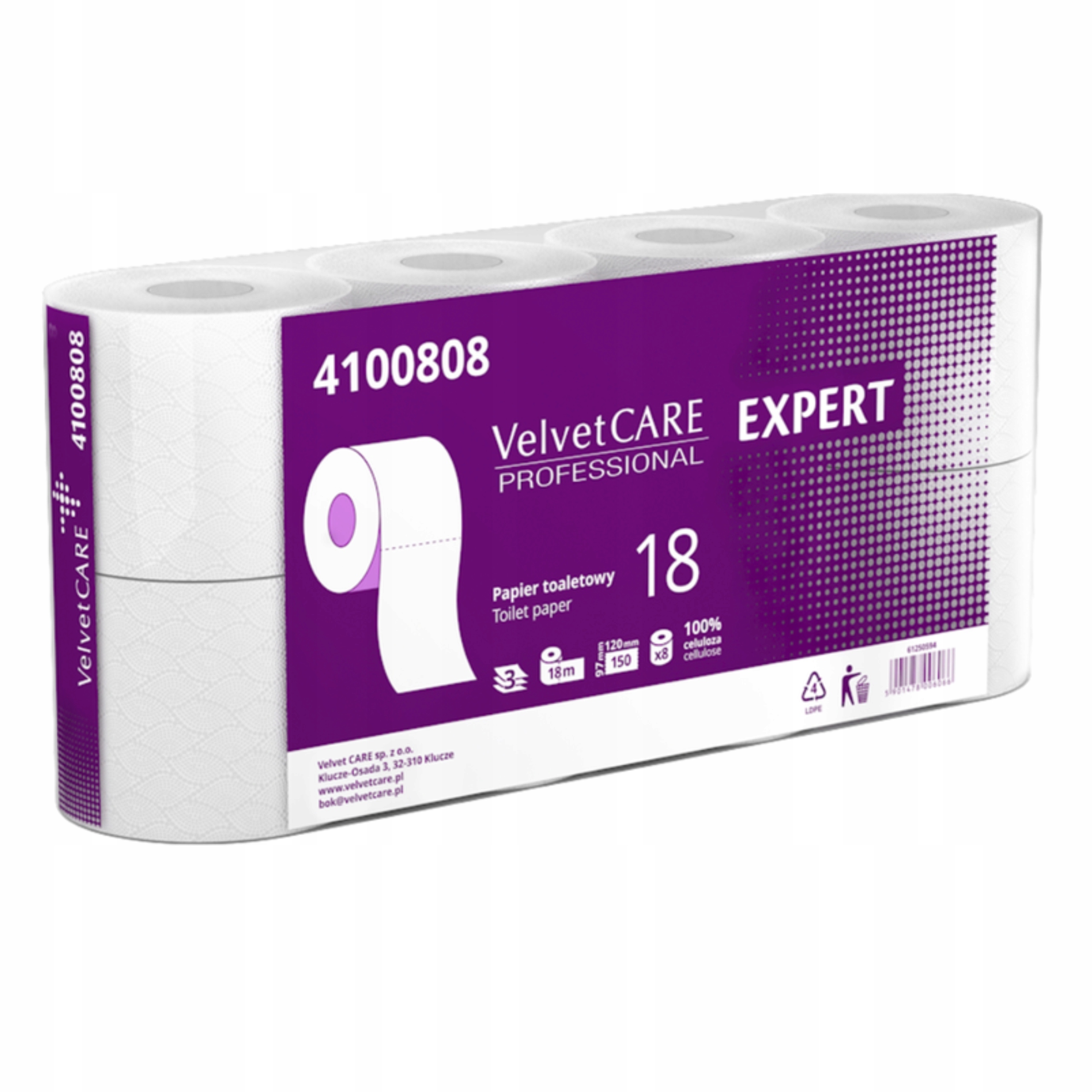 

Papier toaletowy biały 3w Długi 18m!! Velvet 8 szt