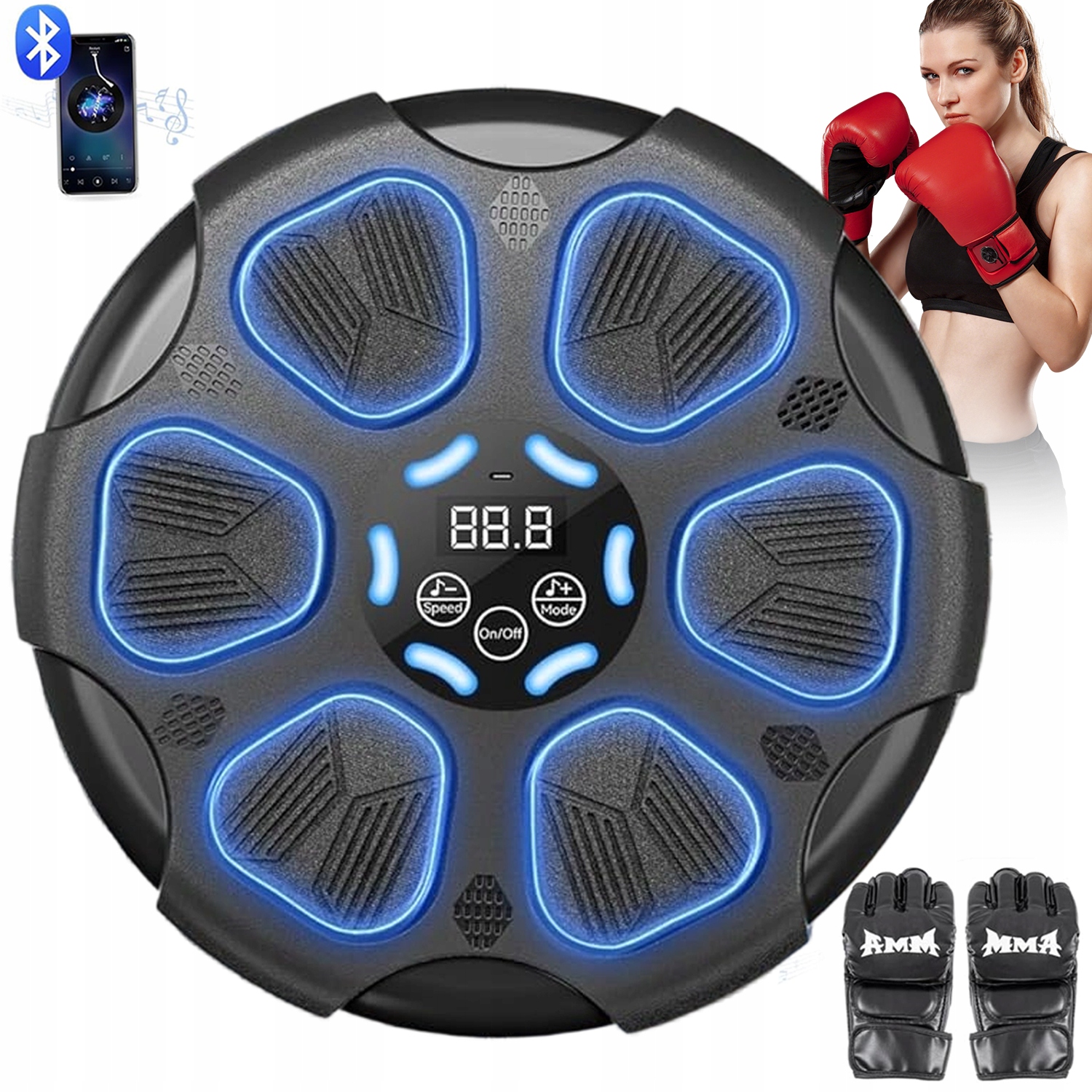 Muzyczna Tarcza Bokserska Bluetooth Nauka Boksu Treningowa Boxing +rękawice
