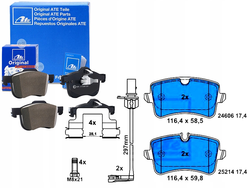 Brzdové Destičky Audi Zadní A8 2,0-6,3 09- Ate