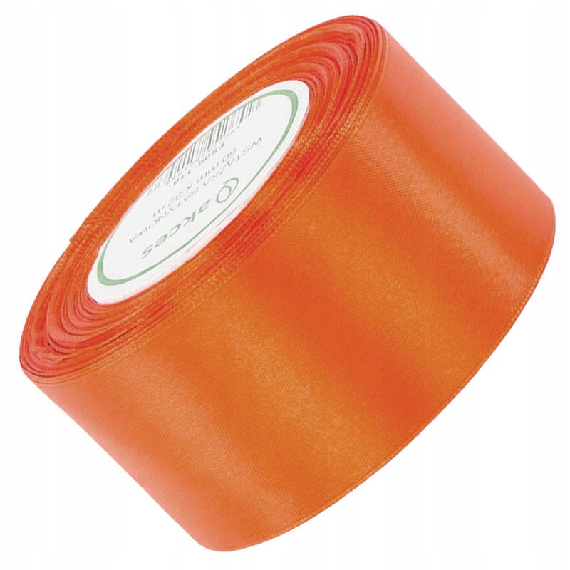 Wstążka satynowa 50mm 32mb pomarańczowa Szeroka Tasiemka do kokard i szycia