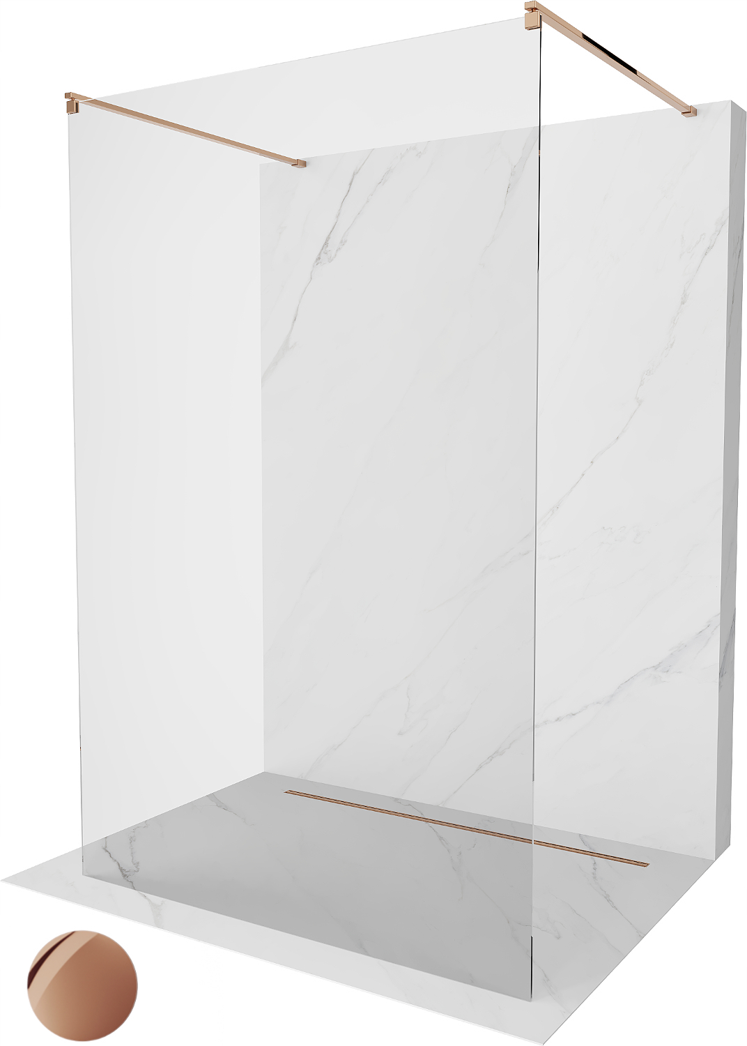 Mexen Kioto Ścianka Prysznicowa Wolnostojąca 100 x 200 Rose Gold szkło 8 mm