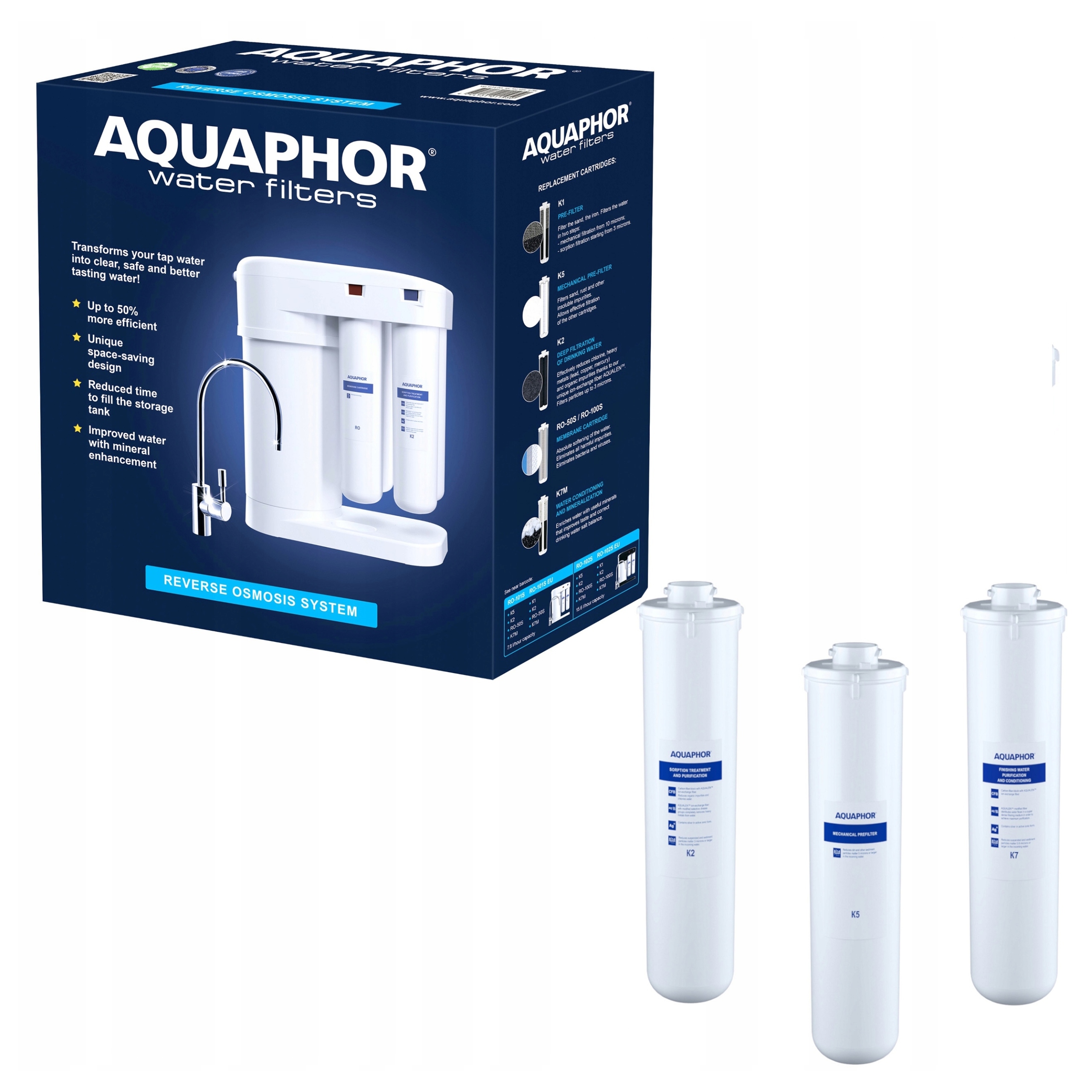 Vodný filter reverzná osmóza pod umývadlo Aquaphor Morion RO-101S K5 K2 K7M