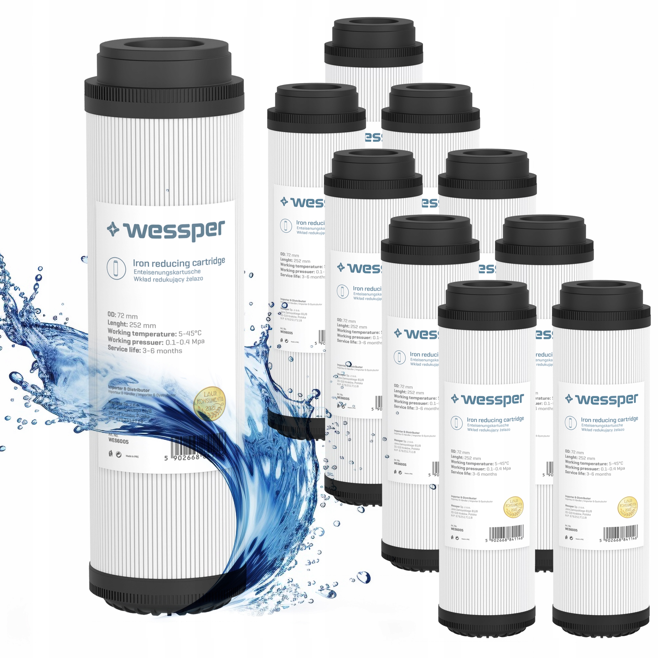 Wessper odželezňovací filtr na vodu 10" vložka odstraňuje železo 10 ks filtrace