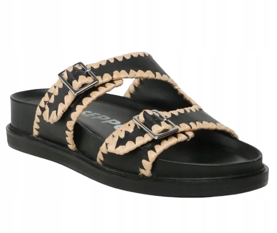 Gioseppo Černé Dámské Nazouváky S Béžovým Šitím A Sponami 36 J8A