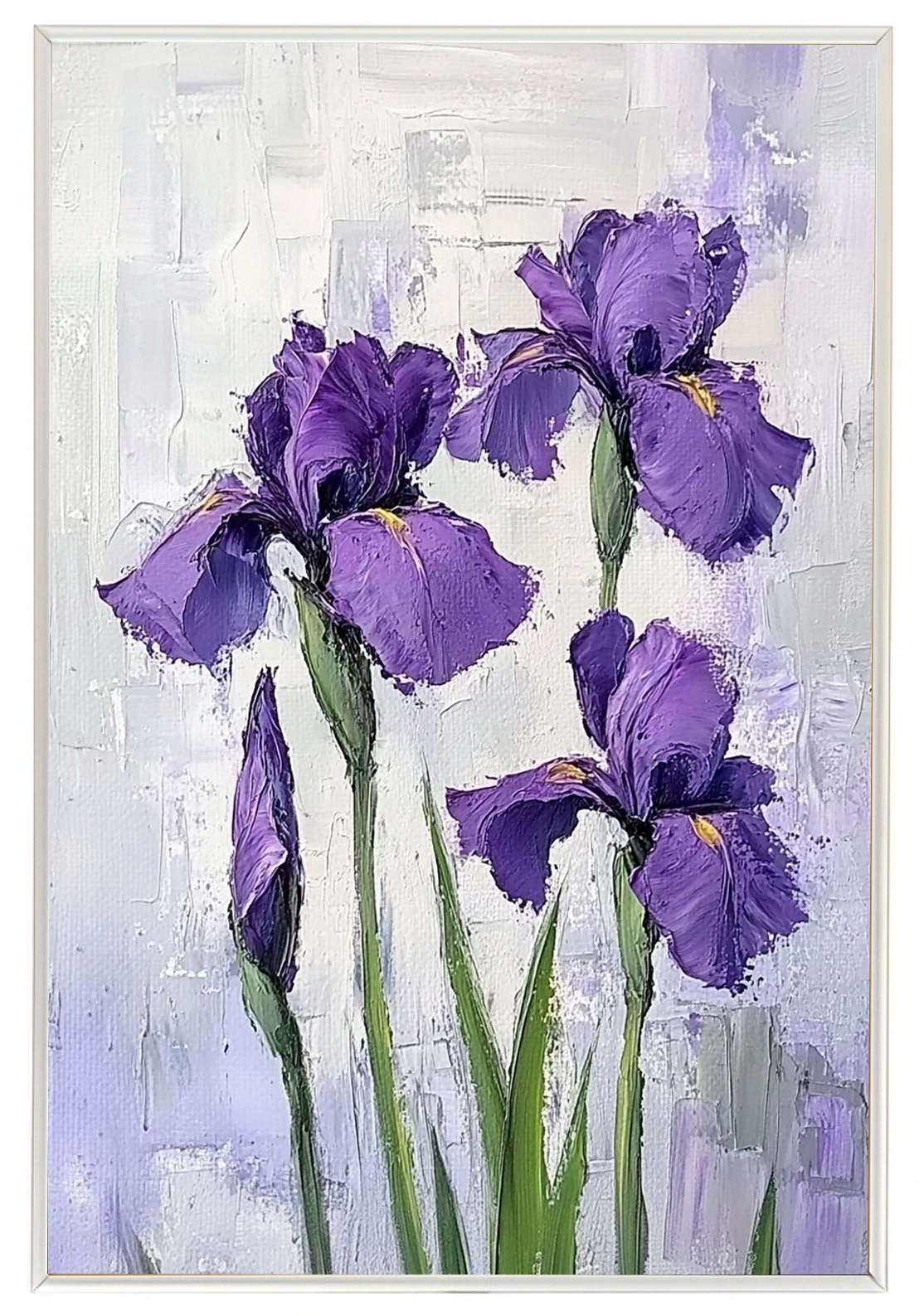 Plakát Rámeček Hliníkový Olej Impasto Natura Zahrada Fialové Kosatce 40x60
