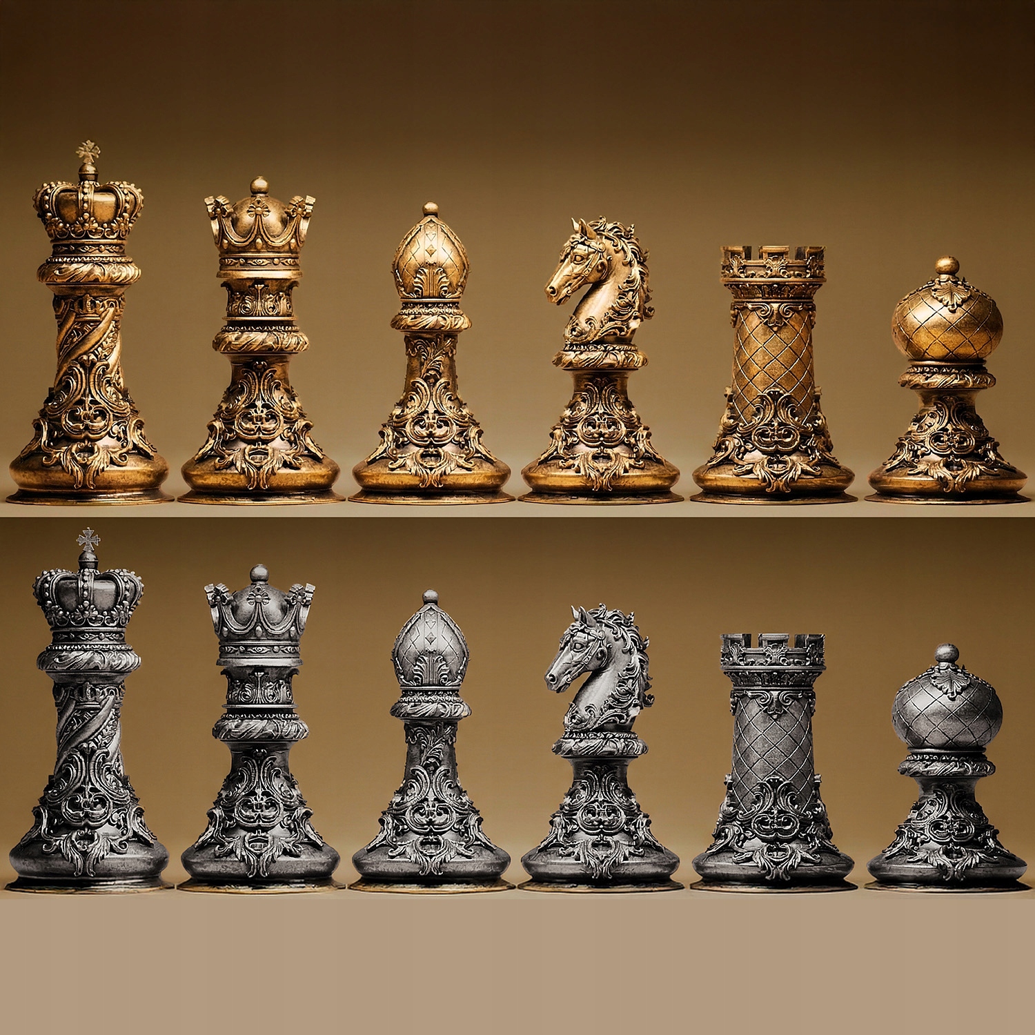 Šachové figurky Královská elegance Viktoriánský set 32 3D tisk vel. M