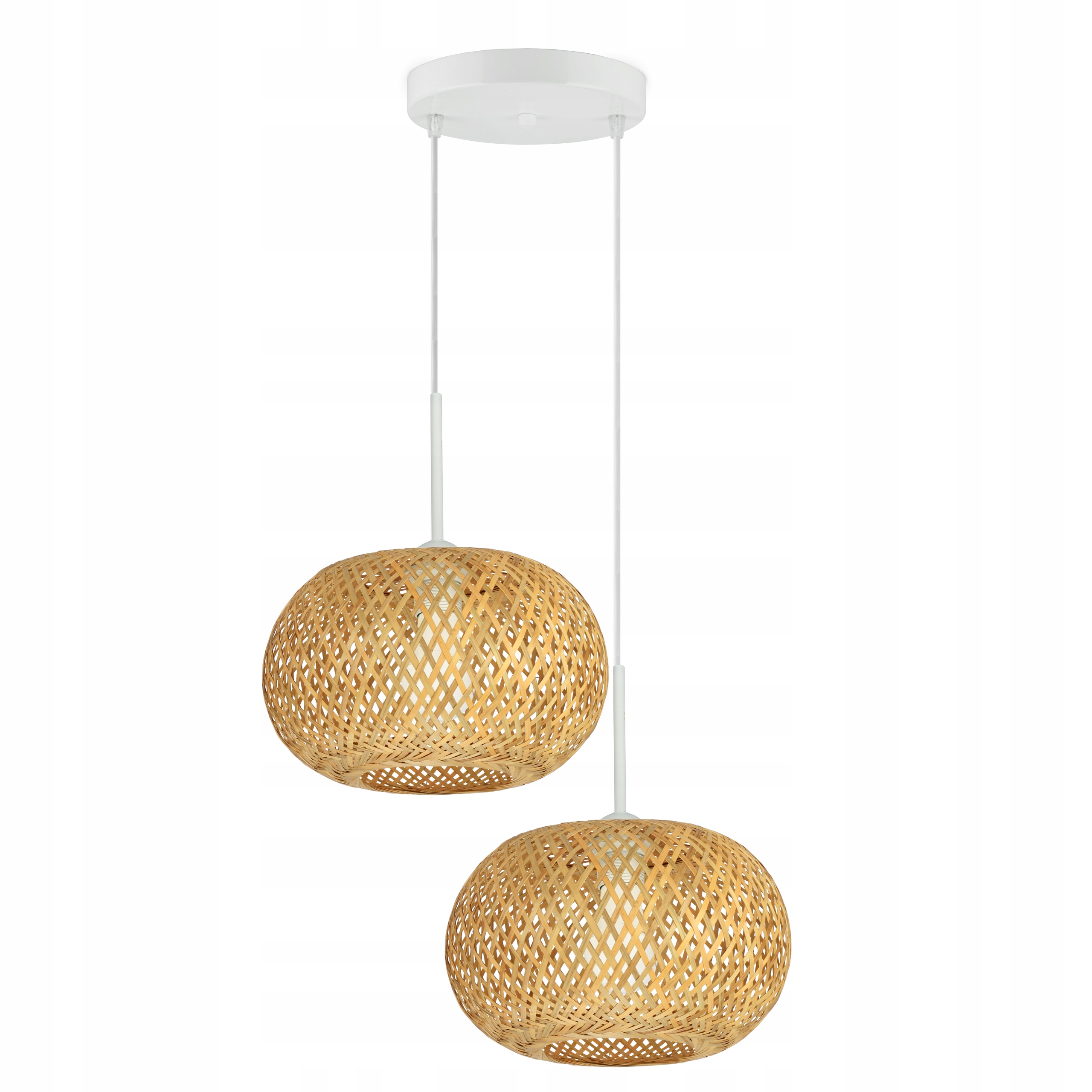 Lampa Sufitowa Wisząca Bambusowa Pleciona Boho Naturalna 581-EZ2 Led Biała