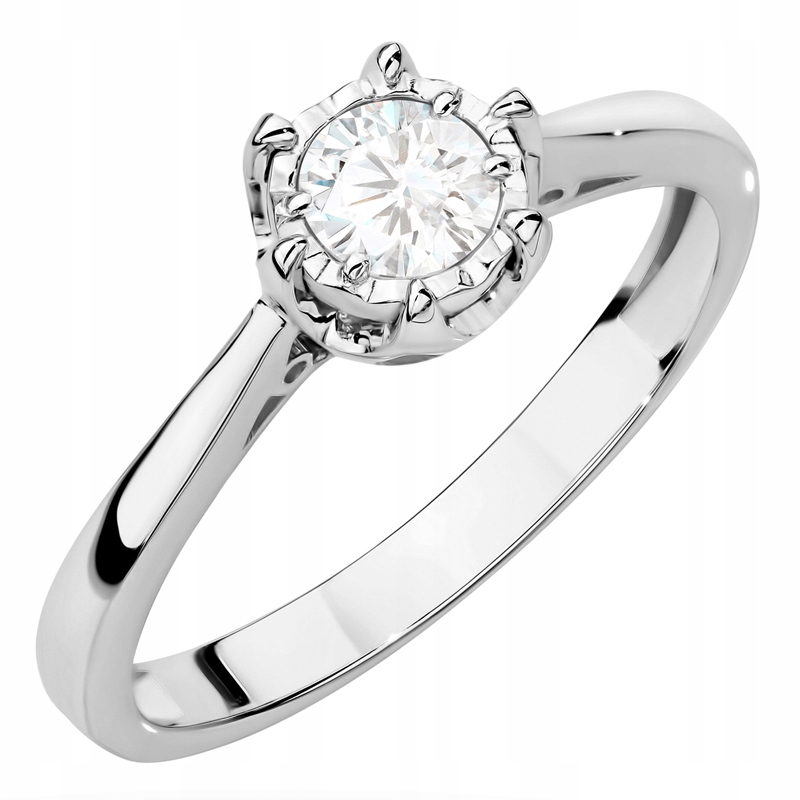 Klasický Zlatý Prstýnek pr. 585 14k Kulatý Brilant 0,25ct