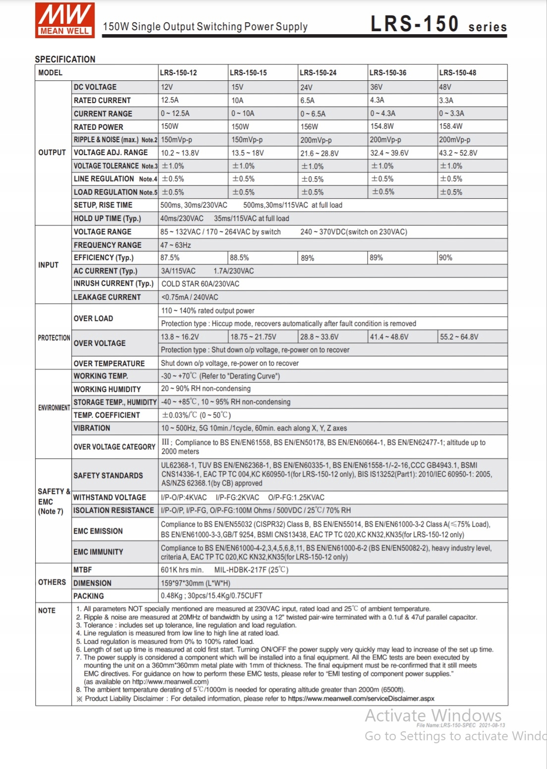 Zasilacz LED 150W 24V MEAN WELL LRS-150-24 Marka Mean Well