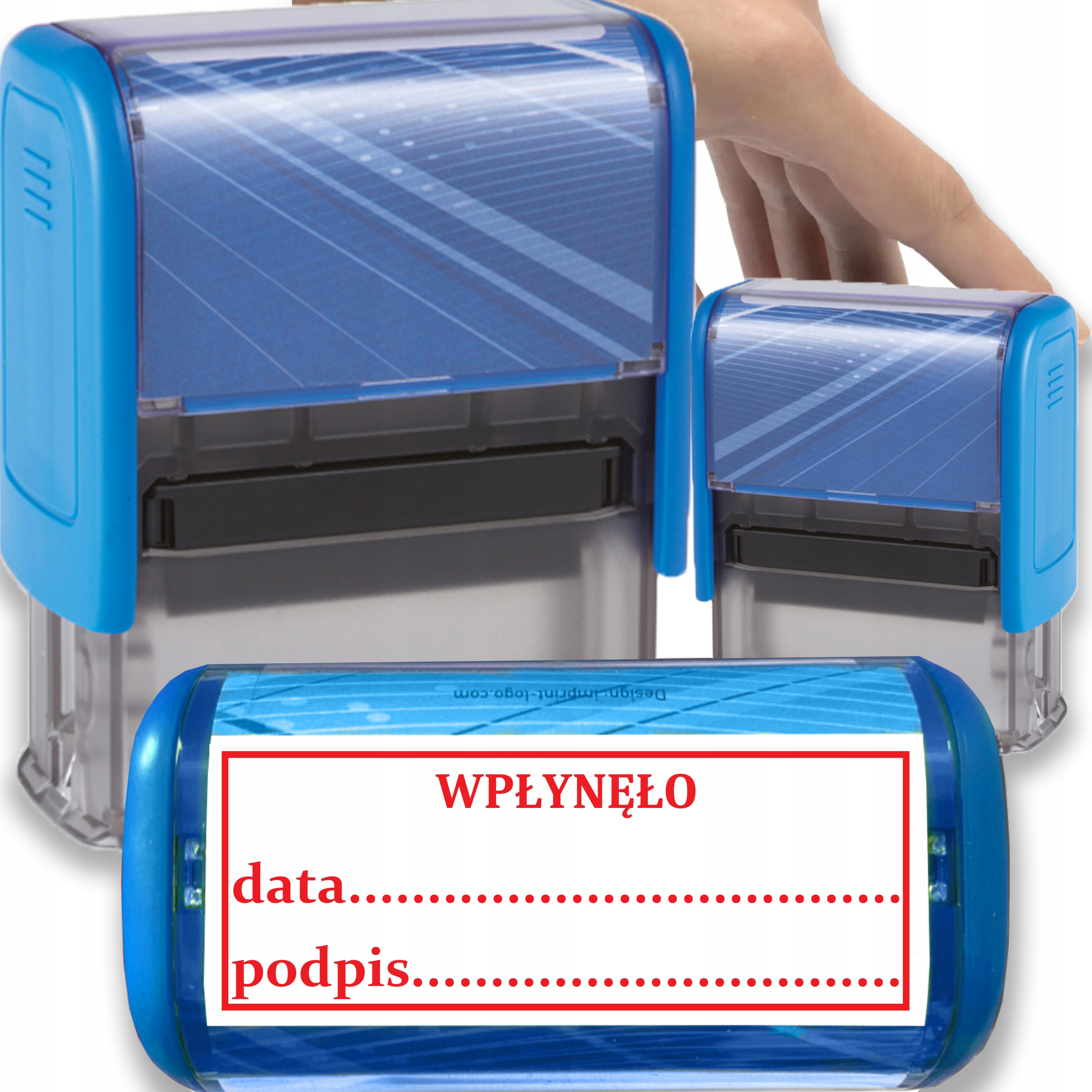 PIECZĄTKA WPŁYNĘŁO TRODAT 8912 DO FIRMY BIURA NIEBIESKA 47x18mm