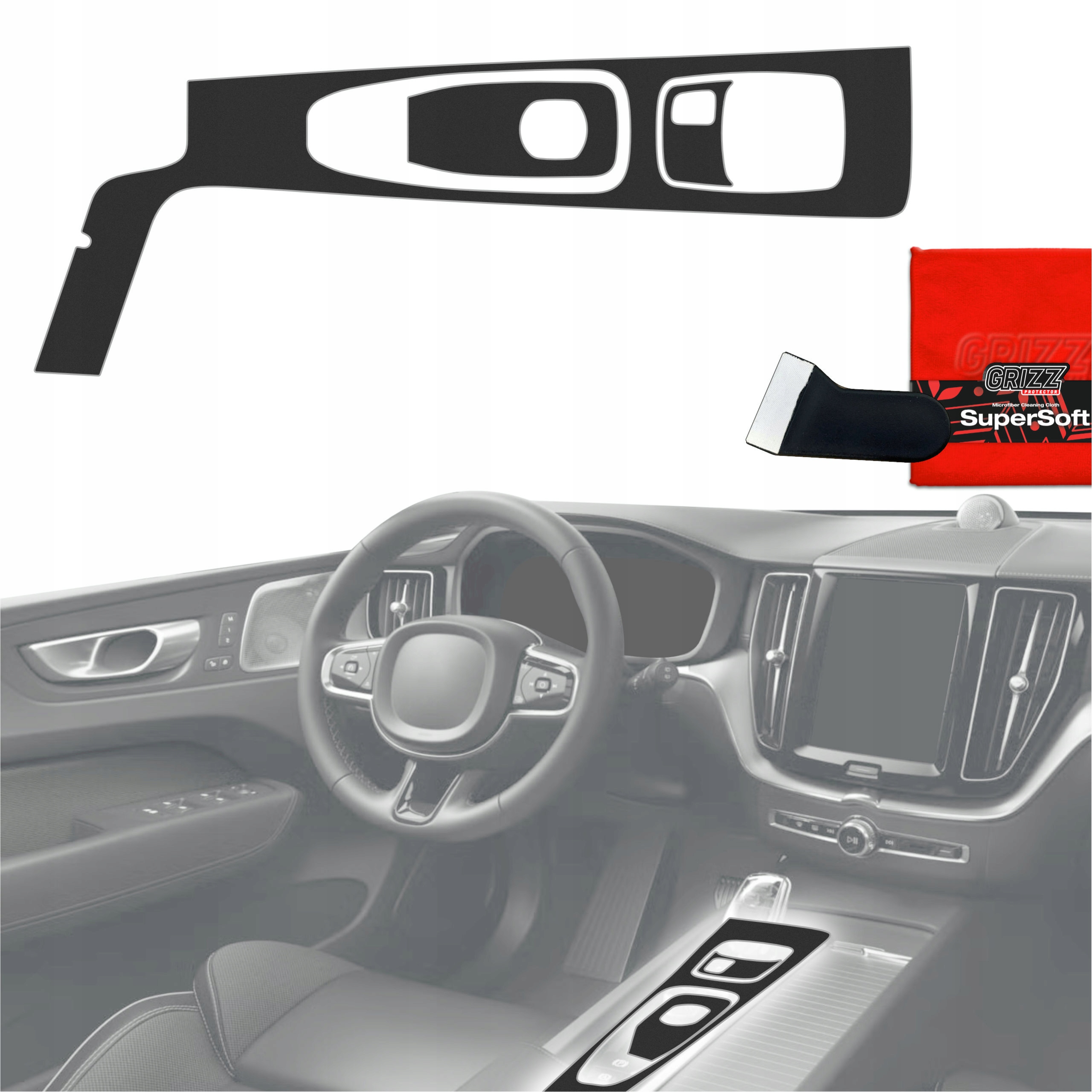 Fólie do interiéru Volvo XC60 T8 (2021-2022) Grizz 3v1 Černá Antiotisková