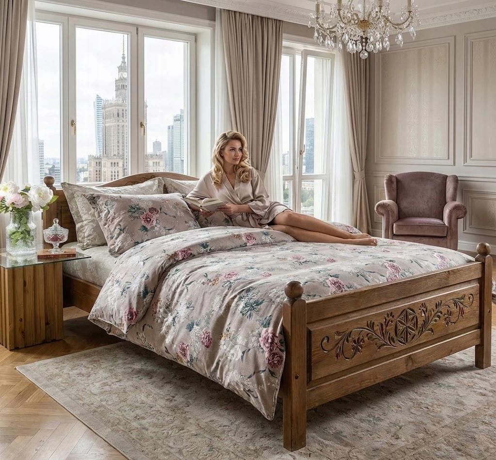 Bavlněná souprava povlečení s květinovým vzorem pro jednolůžko 140x200 cm s povlaky na polštáře