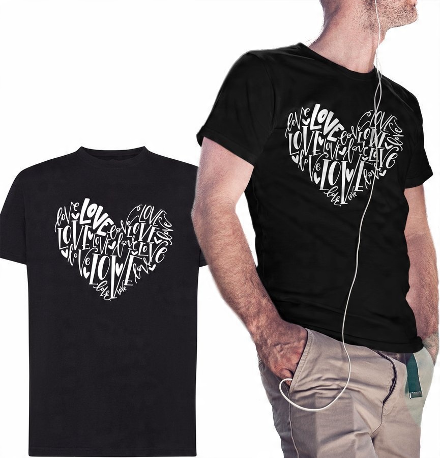 

Koszulka męska Heart Love czarna S