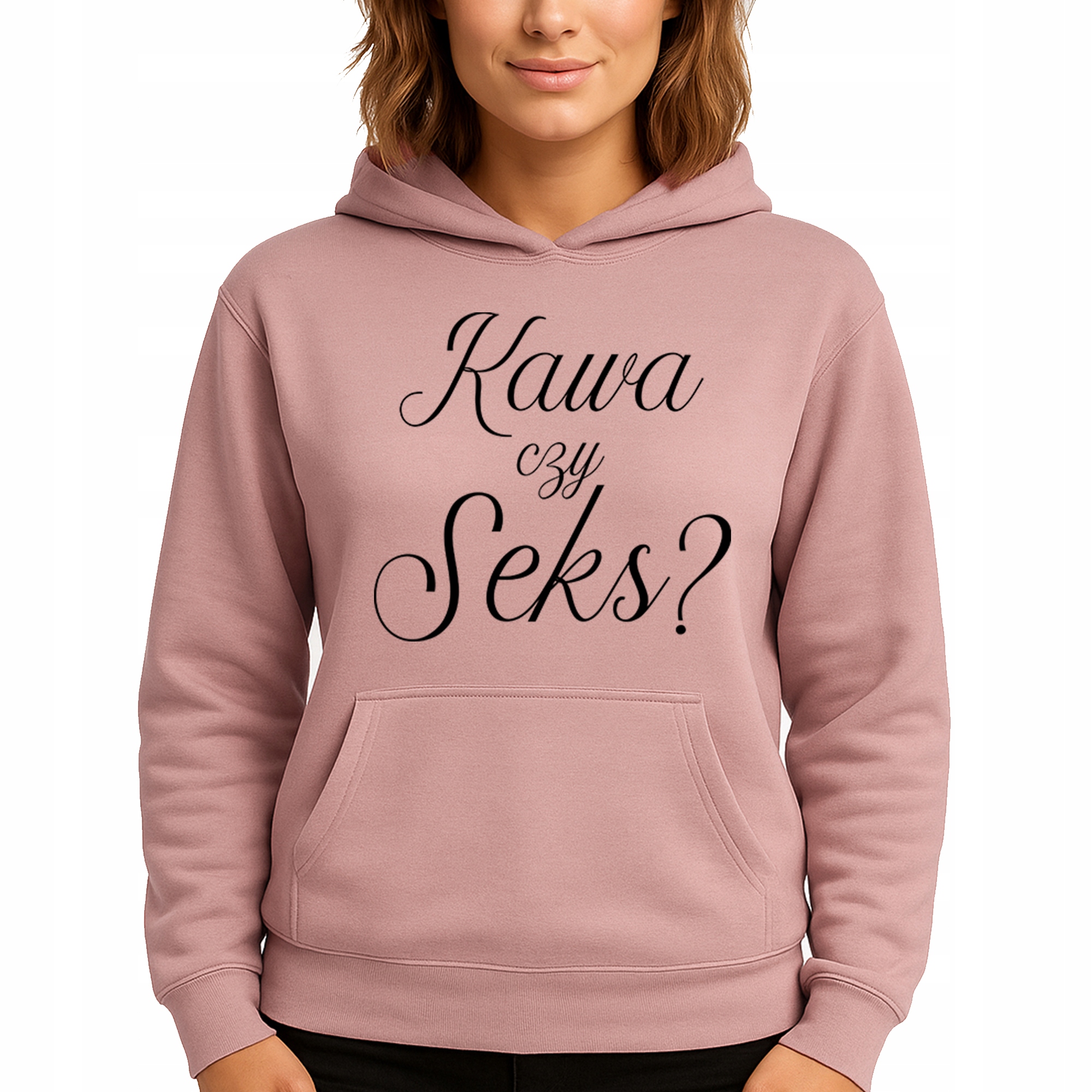 Mikina Růžová Hoodie S Kapucí Dárek Pro Ni Káva Nebo Sex? S