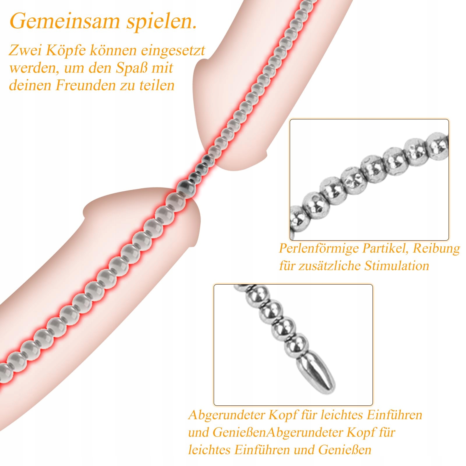 BDSMLOVE Dilator Stalowy 600 MM Podwójny Korek Penisa dla Mężczyzn Gay — miniatura 4