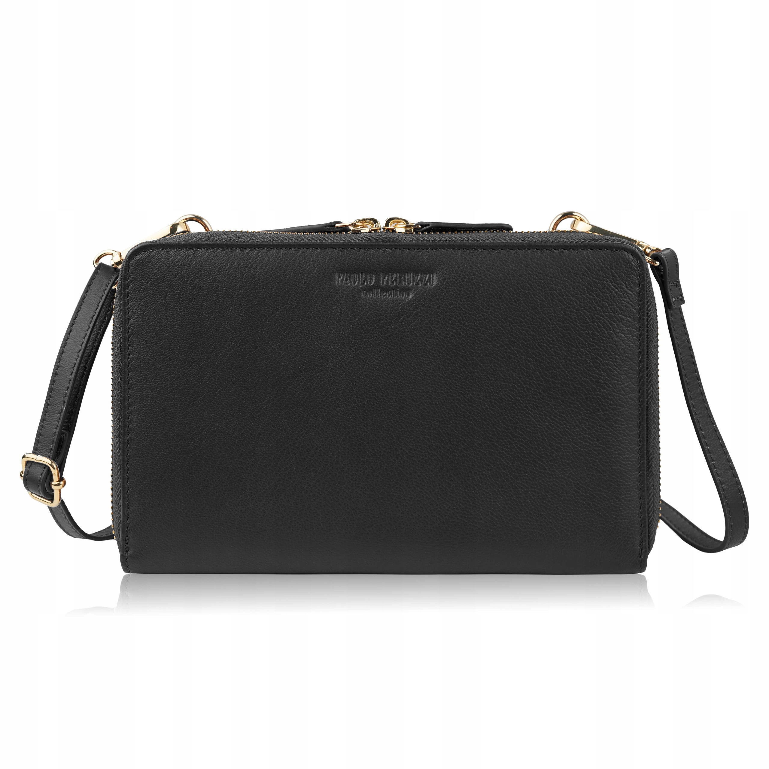 Dámská kožená malá kabelka elegantní černá Paolo Peruzzi